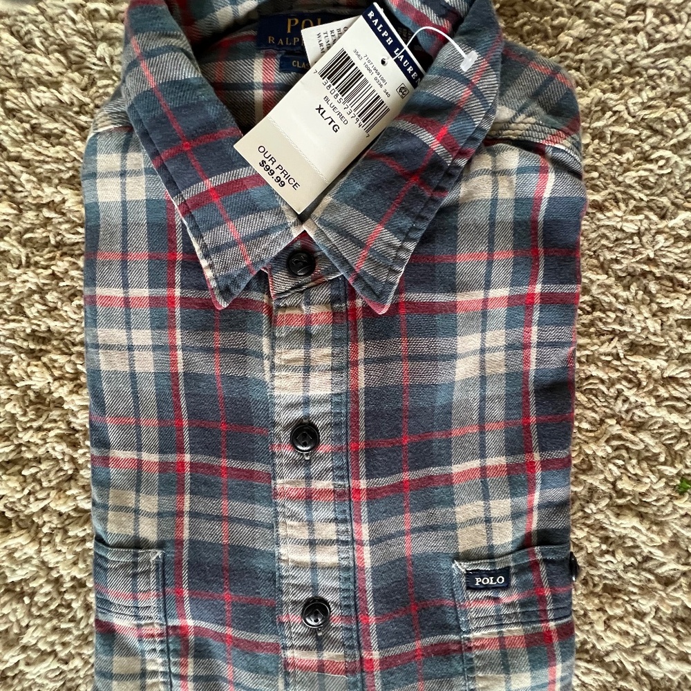 Mens Polo Ralph Lauren Plaid Flannel shirt Size XL